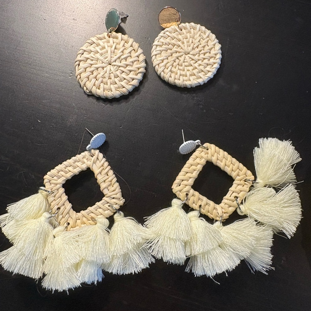 Two pairs of raffia earrings